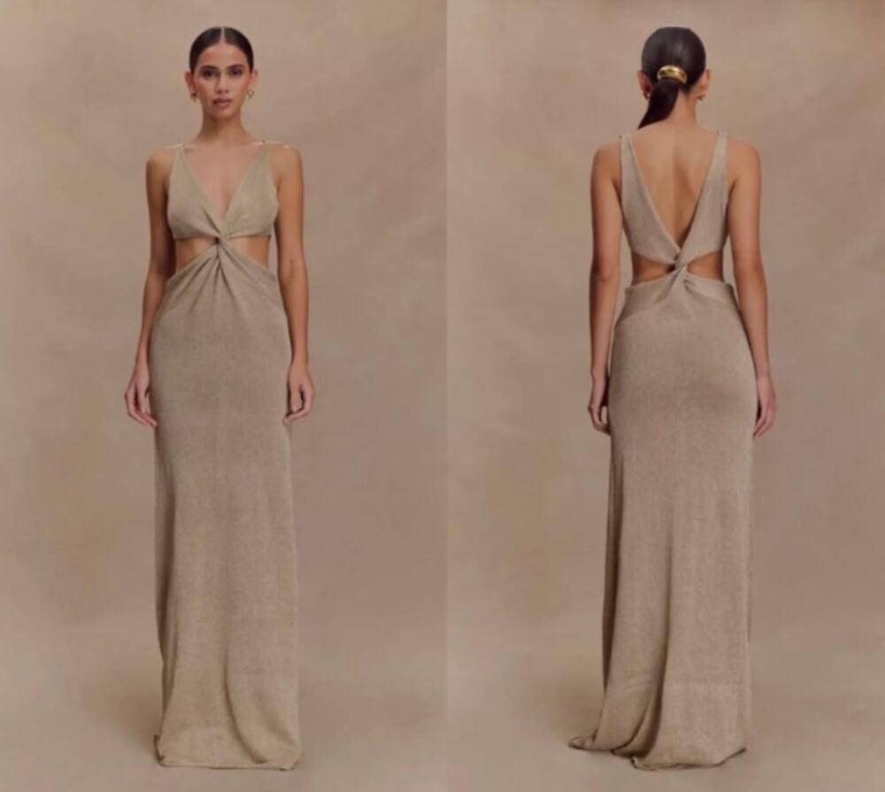 Meshki Gold Cutout Maxi Dress